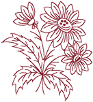 Redwork Sunflower Spray Embroidery Design
