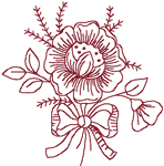 Redwork Flower and Bow Embroidery Design