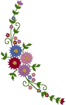 Flowers & Buds Corner Embroidery Design