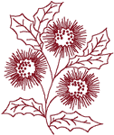 Redwork Pincushion Flower Spray Embroidery Design