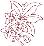 Redwork 3 Flower Bouquet Embroidery Design