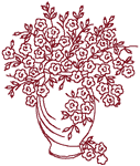 Redwork Forget-Me-Nots in Vase Embroidery Design