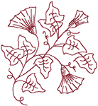 Redwork Morning Glories Embroidery Design