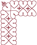 Redwork Heart Corner Embroidery Design