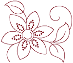 Redwork Single Flower Embroidery Design