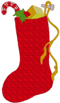 Bright Red Christmas Stocking Embroidery Design