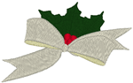 Holly Berries & Bow Embroidery Design