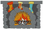 Stockings on the Fireplace Embroidery Design