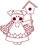 Redwork Birdhouse Angel Embroidery Design