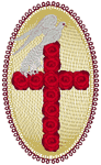 Red Rose Cross & Dove Embroidery Design