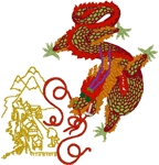 Chinese Village Dragon Embroidery Design