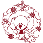 Redwork Holiday Wreaths Embroidery Design
