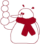 Redwork Snowball Juggling Embroidery Design