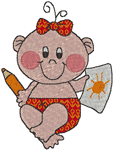 Redwork Machine Embroidery Designs: Little Baby Girls 4