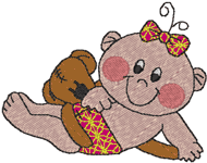 Redwork Machine Embroidery Designs: Little Baby Girls 6