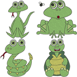 Baby Amphibians Embroidery Design