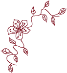 Redwork Flower Corner Embroidery Design
