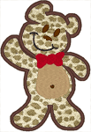 Waving Teddy Bear Applique Embroidery Design