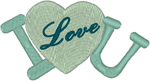 I Love U Embroidery Design