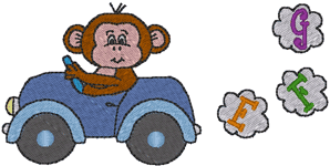 Machine Embroidery Designs: Monkey in Car