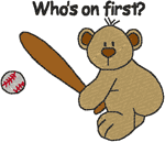Baseball Bear Embroidery Design
