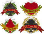 Card Suits Name Crests Embroidery Design