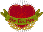 Card Suits Name Crests: Heart Embroidery Design