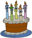 Birthday Cake with Happy Candles Embroidery Design