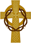 Machine Embroidery Design: Celtic Cross with Draped Crown of Thorns