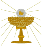 Machine Embroidery Design: Holy Chalice with Christogram Wafer