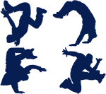 Blue Ribbon Break Dancers Silhouettes Embroidery Design