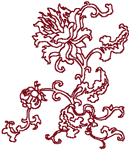 Redwork Chinese Folk Art Peony #3 Embroidery Design