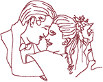 Redwork The Happy Couple Embroidery Design