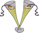 Champagne Glasses Embroidery Design