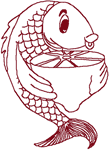 Redwork Red Snapper & Lemon Embroidery Design