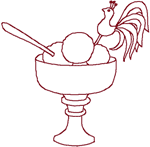 Redwork Sherbert Party Desert Bowl Embroidery Design