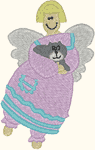 Machine Embroidery Designs: Colonial Angel & Kitten