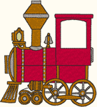 Little Red Train Engine Embroidery Design