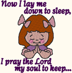 Little Girl's Bedtime Prayer Embroidery Design