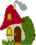 Cross Stitch Mushroom Cottage Embroidery Design