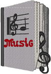 Music Book Embroidery Design