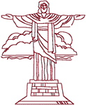 Redwork Christ the Redeemer Statue Embroidery Design