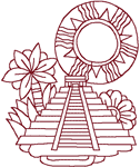 Redwork Mayan Pyramid Embroidery Design