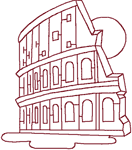 Redwork Rome Colosseum Embroidery Design