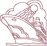 Redwork Cruise Ship Embroidery Design