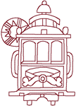 Redwork Trolley Embroidery Design