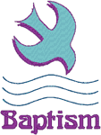 Baptism Dove & Water Embroidery Design