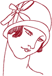 Redwork Flapper #2 Embroidery Design