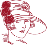 Redwork Flapper #4 Embroidery Design