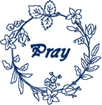 Pray Redwork Wreath Embroidery Design